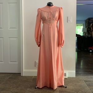 Handmade Peach Vintage 70s dress XS